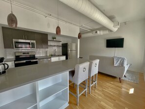 Full kitchen with open floor plan