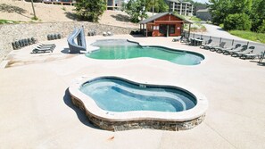 Resort salt water pool and hot tub are open seasonally