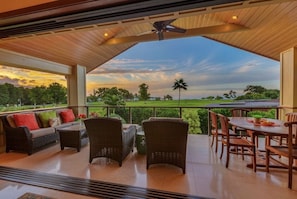 Upstairs Lanai - Beautiful large lanai with dining area, lounge space and amazing ocean and garden view
