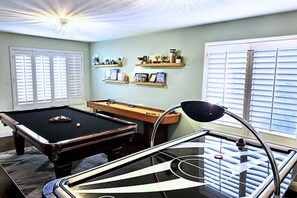 This space will become the highlight of your vacation memories. Challenge friends to air hockey, darts, pool, shuffle board, and ring toss, or gather for board games—creating moments of victory, laughter, and friendly competition.