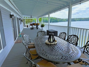 Covered patio with good view of Lake Murray