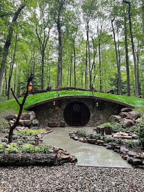 The Hobbit House is nestled in the hillside of our 120 acres.  You are within walking distance of all of the other cabins, as well as The Pony Barn, and all of our happy farm animals!

Rent a golf cart while here to make your stay more enjoyable!