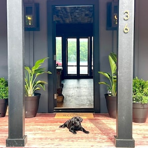 Front door, and our lab puppy, Bear :).