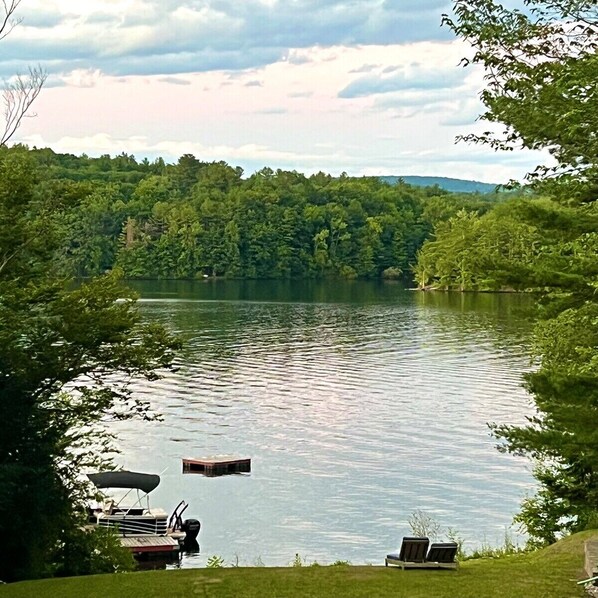 Gorgeous, quiet Burden Lake.  We have a pontoon boat that you can reserve, a raft to swim out to, 2 kayaks, 2 stand up paddle boards, and a clean lake to swim in! 