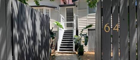 Front gate entering into gardens