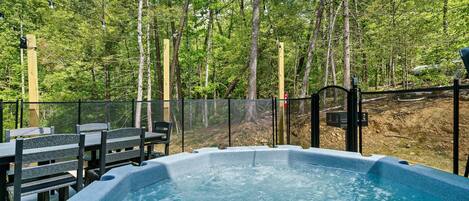 Enjoy territorial views from the comforts of the toasty hot tub.