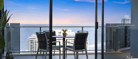 Refreshing scenery in the balcony area with the ocean and the city views