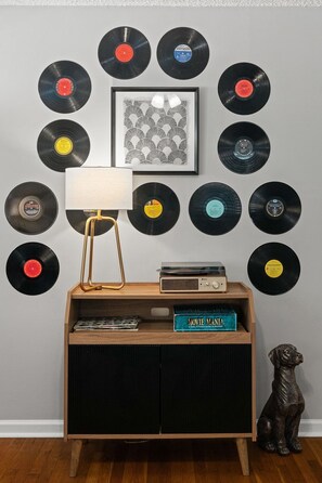 Living room with real record player
