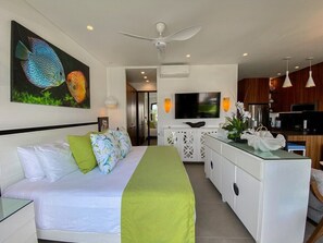 You can watch the smart TV from the comfort of the bed