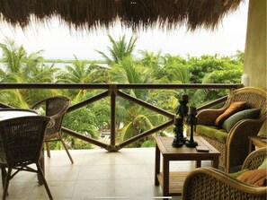 Your own private balcony is the entire width of this third floor suite.