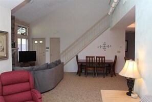 Furniture, Indoors, Living Room, Screen, Lamp