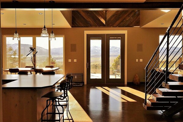 Gorgeous mountain views from the open floor plan kitchen, dining and living areas! 