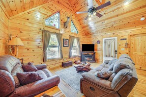 Living Room | Free WiFi | Central A/C & Heating | Pet Friendly w/ Fee