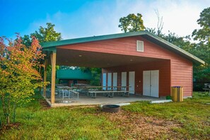 Pavilion, restroom, shower, firepit maybe shared by guests not in your group.