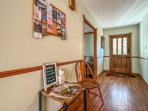 Come in through the front door and be greeted with our favorite restaurants to visit, local events and our WiFi information.