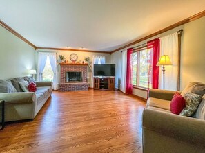 Enjoy our simple living room with a Smart TV.