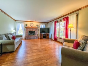 Enjoy our simple living room with a Smart TV.
