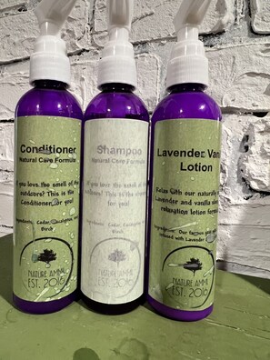 Shampoo, conditioner and lotion from downstairs at Nature Ammil. 10% discount