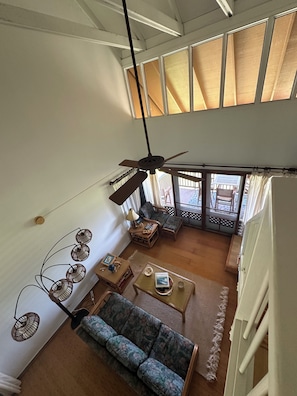 View of the living room from the loft.