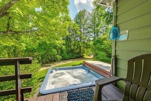 Deck | Charcoal Grill | Private Hot Tub