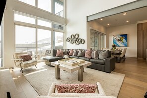 Living Room with a High Ceiling