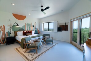 Relax in the king bed, or use the sliders to walk directly outside to the spool