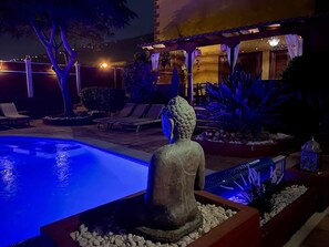 Property building,Night,Swimming pool