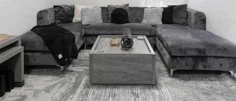 Elevate your living space with our Comfy Sectional with Modern Decor