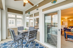 Covered Balcony | Water + Mountain Views | 1,074 Sq Ft