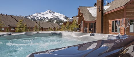 Perfect views of Lone Peak while enjoying a nice soak in the hot tub!