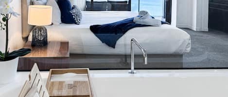 Ensuite with stand alone bath with ocean views