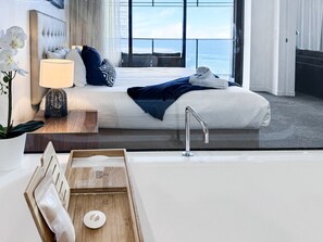 Ensuite with stand alone bath with ocean views
