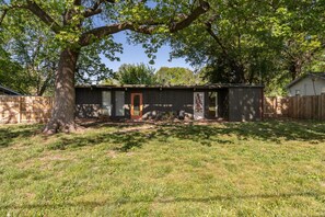 Large fenced backyard