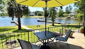 Go to spot for morning coffee and watching the sunrise over the lake.