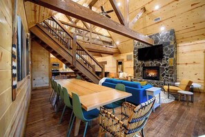 The living room has a large dining table that can seat 10-12 people.
| The Lodge by Boutiq Luxury Vacation Rentals | Broken Bow, Oklahoma