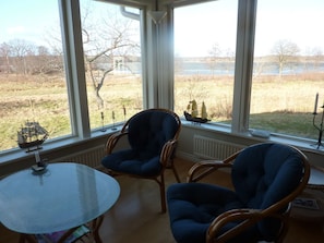 living room with panoramic windows