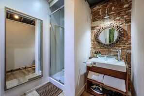 View of the entrance to the bathroom area