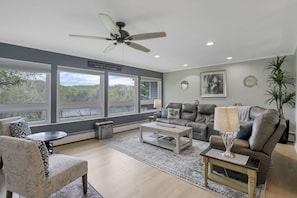 Main Living Room w/ TV and great lake views