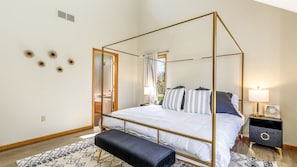 Primary bedroom is located on the main-level and features a King bed.