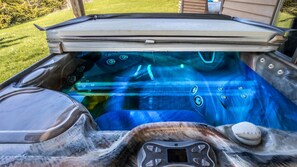 Soak in the hot tub after a day of skiing or a few rounds of golf. The hot tub is available year-round and is cleaned before each guest.