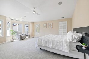 Spacious masters bedroom with a comfy King bed 
