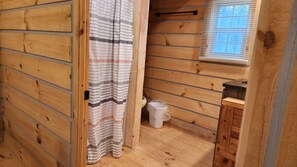 Bathroom with shower.