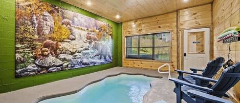 Heated Indoor Pool (85 degrees), towels provided, Hot Tub just outside the door!