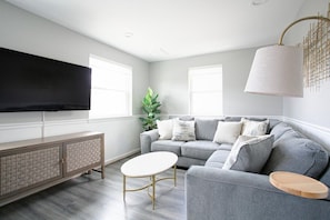 Lounge in sun-filled luxury or cuddle up and enjoy movie night on the 4K Smart TV with access to all of your favorite streaming platforms (Netflix, Hulu, etc)