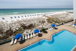 Balcony View - Views of the emerald waters and HUGE pool