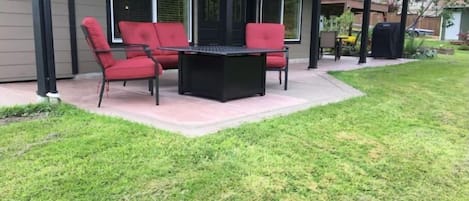 Your private patio area - firepit and seating