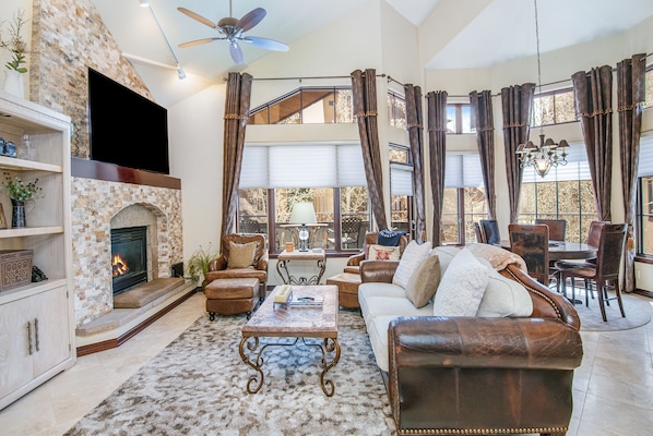 Gorgeous living room with vaulted ceilings!