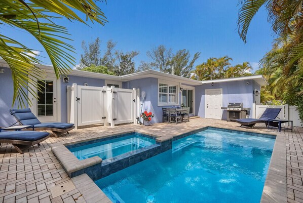 Beautiful private backyard with pool