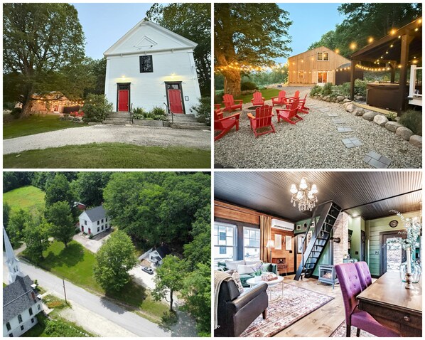 Schoolhouse and Library with amazing new barn game room.