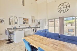 Dining table with chairs and bench